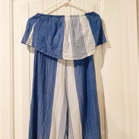 ELAN Strapless slit Wide-Leg stripe cover-up Jumpsuit - Picture 9 of 13